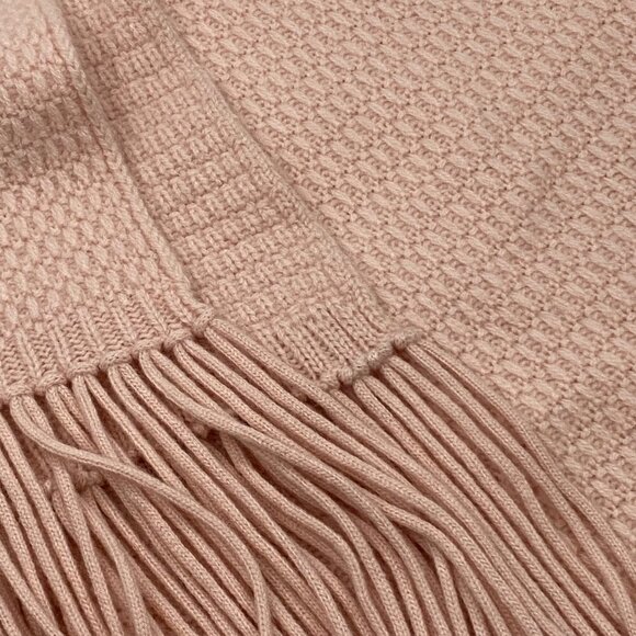 Castlerig 100% Cashmere beige Pink hue long Fringed Scarf textured soft neutral - Picture 2 of 8